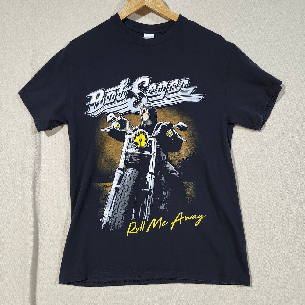 Bob Seger Roll Me Away 2019 Final Tour Graphic T-Shirt Mens Medium Black Gildan